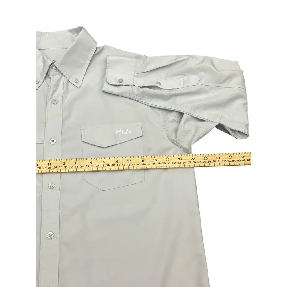 Huk Performance Fishing Shirt Men’s M Gray Long Sleeve Vented Mesh Lined